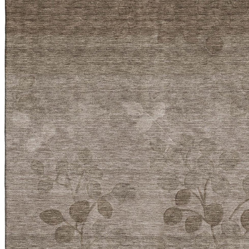 8' X 10' Taupe And Beige Floral Washable Area Rug With UV Protection