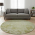 8' Artichoke Green And Ivory Abstract Washable Round Rug With UV Protection