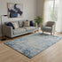 5' X 8' Navy Blue And Beige Abstract Washable Area Rug With UV Protection