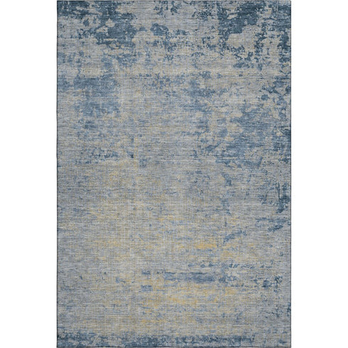 5' X 8' Navy Blue And Beige Abstract Washable Area Rug With UV Protection