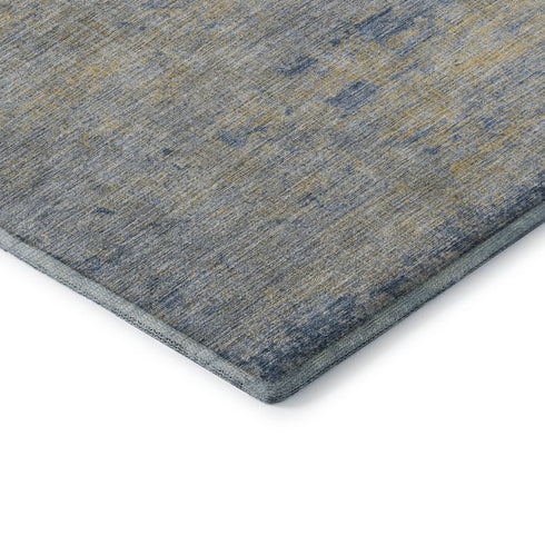 5' X 8' Navy Blue And Beige Abstract Washable Area Rug With UV Protection