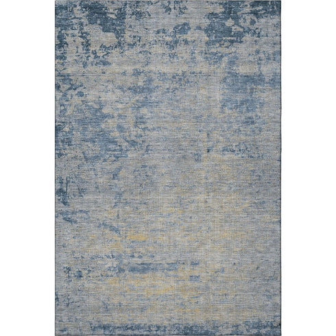5' X 8' Navy Blue And Beige Abstract Washable Area Rug With UV Protection