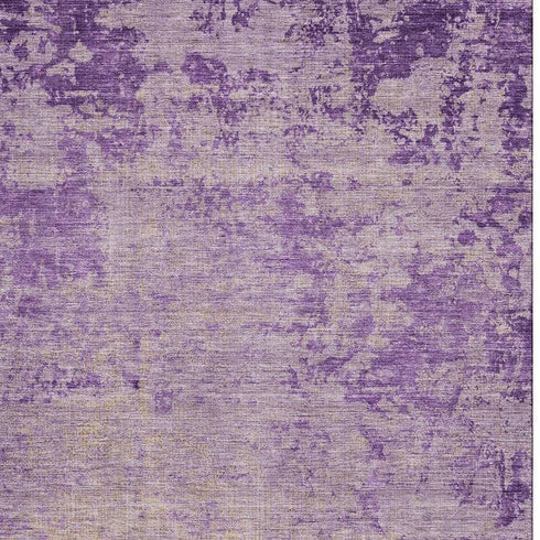 8' X 10' Purple And Beige Abstract Washable Area Rug With UV Protection