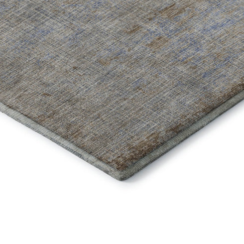 8' Taupe And Beige Abstract Washable Round Rug With UV Protection
