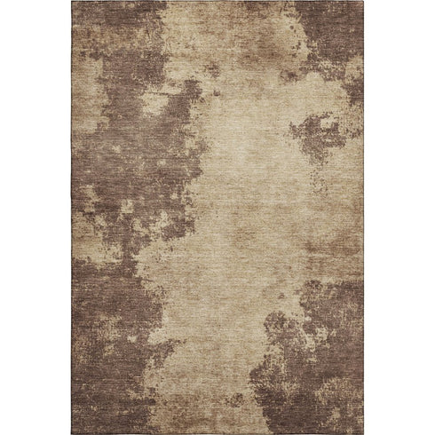 5' X 8' Brown And Beige Abstract Washable Area Rug With UV Protection