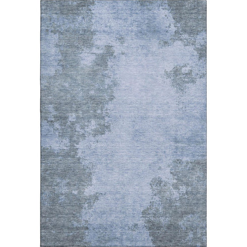 5' X 8' Blue And Gray Abstract Washable Area Rug With UV Protection