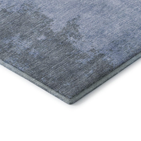 5' X 8' Blue And Gray Abstract Washable Area Rug With UV Protection