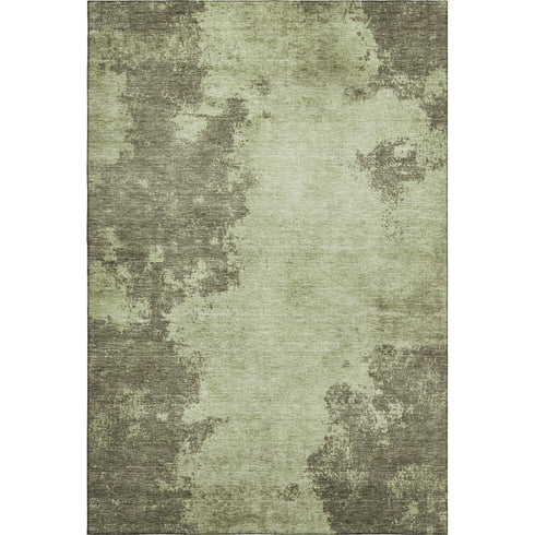 5' X 8' Olive Green And Beige Abstract Washable Area Rug With UV Protection
