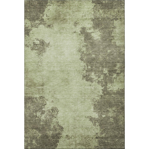 5' X 8' Olive Green And Beige Abstract Washable Area Rug With UV Protection