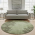 8' Olive Green And Beige Abstract Washable Round Rug With UV Protection