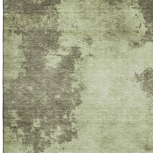 9' X 12' Olive Green And Beige Abstract Washable Area Rug With UV Protection