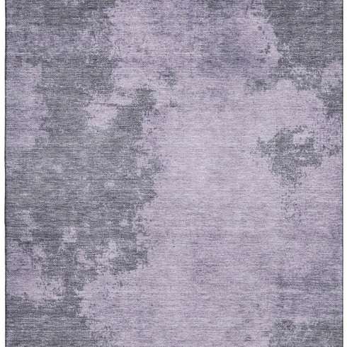 5' X 8' Purple And Gray Abstract Washable Area Rug With UV Protection