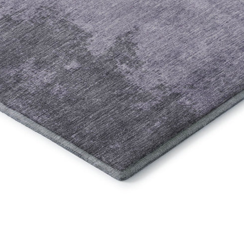 8' Purple And Gray Abstract Washable Round Rug With UV Protection