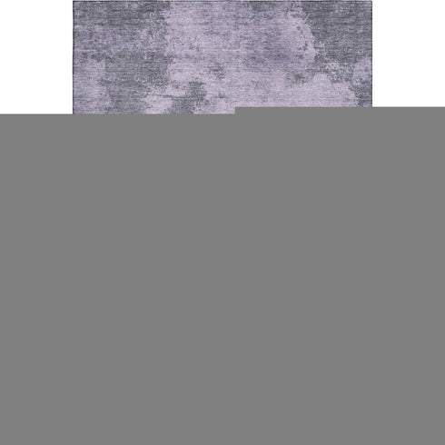 9' X 12' Purple And Gray Abstract Washable Area Rug With UV Protection
