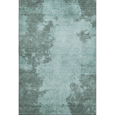 5' X 8' Teal And Gray Abstract Washable Area Rug With UV Protection