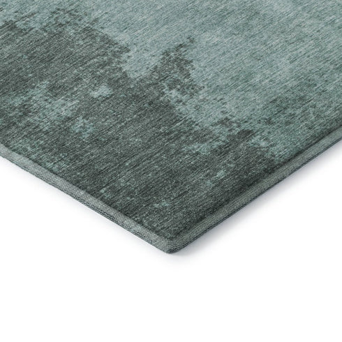 5' X 8' Teal And Gray Abstract Washable Area Rug With UV Protection