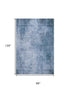 8' X 10' Blue And Sky Blue Abstract Washable Area Rug With UV Protection
