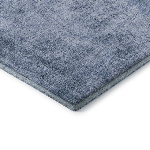 8' X 10' Blue And Sky Blue Abstract Washable Area Rug With UV Protection