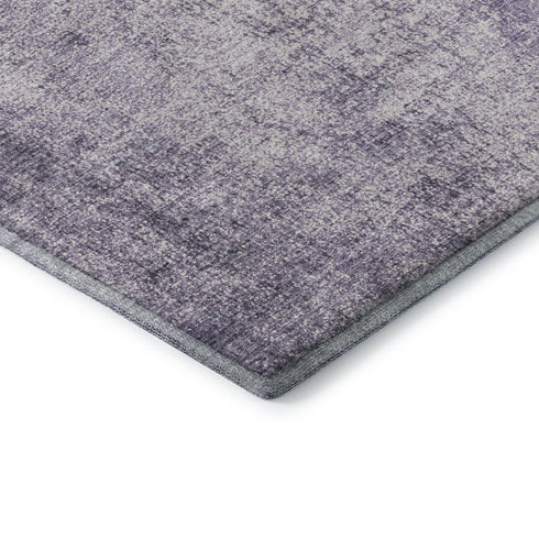 8' Lavender And Gray Abstract Washable Round Rug With UV Protection