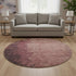 8' Coral And Burgundy Abstract Washable Round Rug With UV Protection