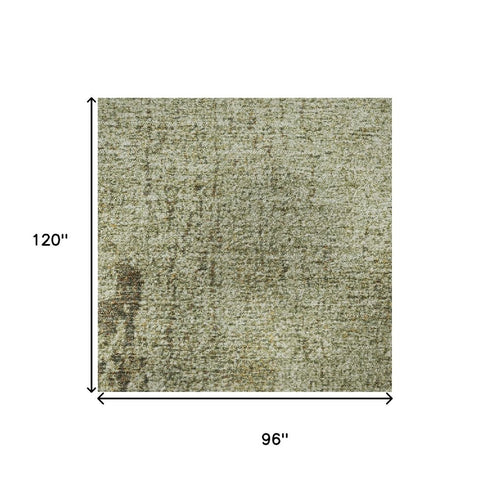 8' X 10' Olive Green And Brown Abstract Washable Area Rug With UV Protection