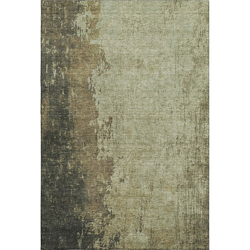 8' X 10' Olive Green And Brown Abstract Washable Area Rug With UV Protection