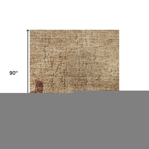5' X 8' Rust And Copper Abstract Washable Area Rug With UV Protection