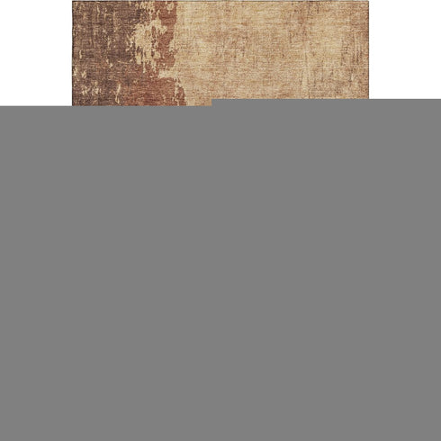5' X 8' Rust And Copper Abstract Washable Area Rug With UV Protection