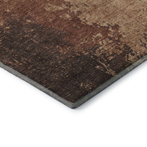 5' X 8' Rust And Copper Abstract Washable Area Rug With UV Protection
