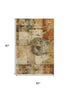 5' X 8' Beige Gray And Rust Geometric Washable Area Rug With UV Protection
