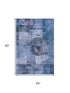 5' X 8' Blue And Gray Geometric Washable Area Rug With UV Protection