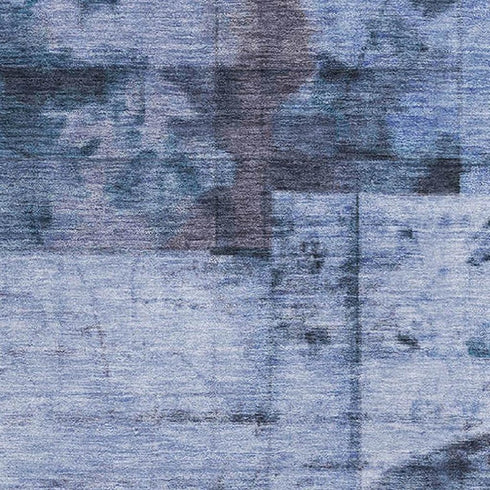 5' X 8' Blue And Gray Geometric Washable Area Rug With UV Protection