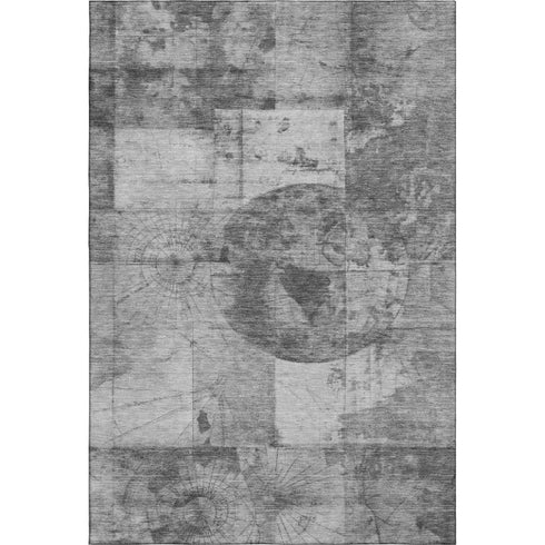 5' X 8' Gray And Silver Geometric Washable Area Rug With UV Protection