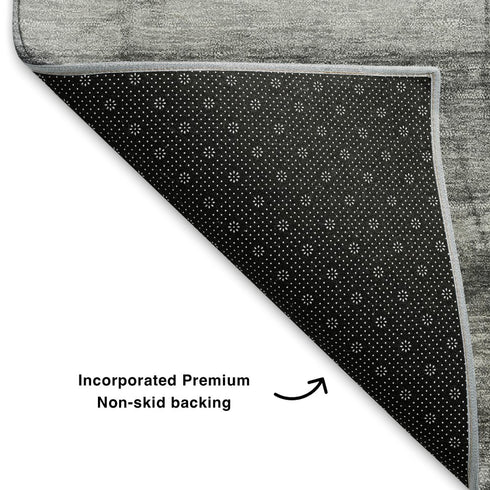 5' X 8' Gray And Silver Geometric Washable Area Rug With UV Protection