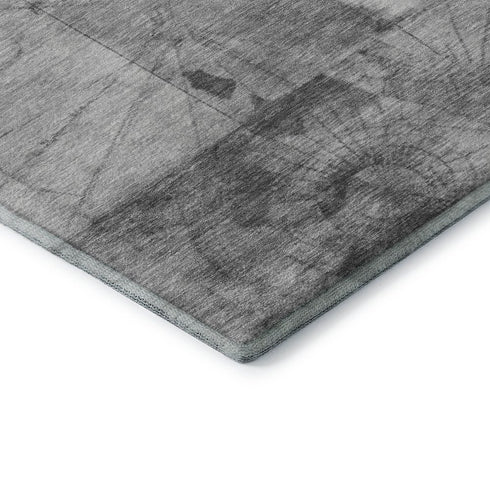 5' X 8' Gray And Silver Geometric Washable Area Rug With UV Protection