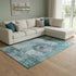 8' X 10' Teal And Gray Geometric Washable Area Rug With UV Protection