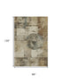 8' X 10' Taupe Gray And Beige Geometric Washable Area Rug With UV Protection