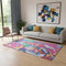 5' X 8' Blush Blue And Yellow Geometric Washable Area Rug With UV Protection
