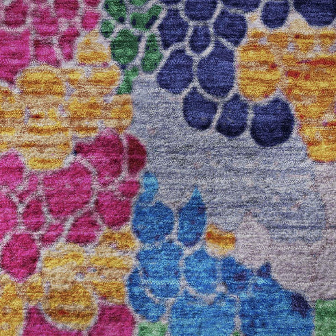 5' X 8' Blush Blue And Yellow Geometric Washable Area Rug With UV Protection