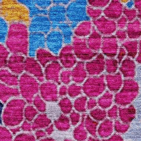 5' X 8' Blush Blue And Yellow Geometric Washable Area Rug With UV Protection