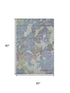 5' X 8' Blue Green And Lavender Geometric Washable Area Rug With UV Protection