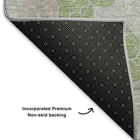 5' X 8' Blue Green And Lavender Geometric Washable Area Rug With UV Protection