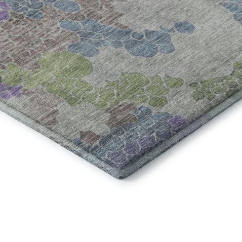 5' X 8' Blue Green And Lavender Geometric Washable Area Rug With UV Protection