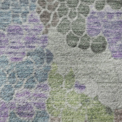 5' X 8' Blue Green And Lavender Geometric Washable Area Rug With UV Protection