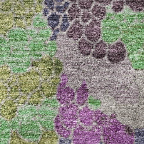 5' X 8' Fern Green Eggplant And Blush Geometric Washable Area Rug With UV Protection