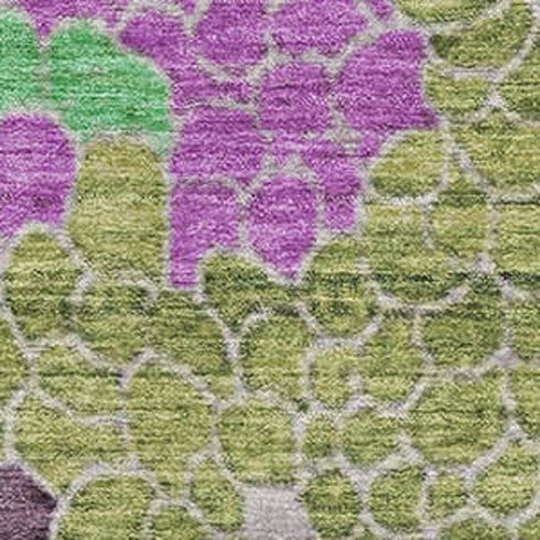 5' X 8' Fern Green Eggplant And Blush Geometric Washable Area Rug With UV Protection