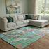 8' X 10' Green Copper And Blue Geometric Washable Area Rug With UV Protection