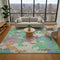 8' X 10' Green Copper And Blue Geometric Washable Area Rug With UV Protection