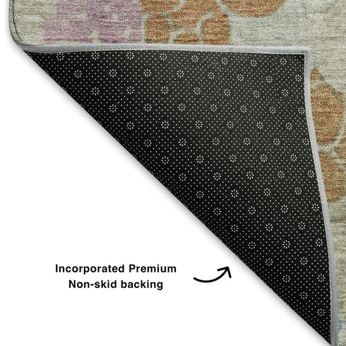 8' X 10' Green Copper And Blue Geometric Washable Area Rug With UV Protection