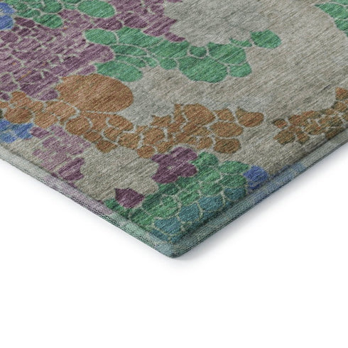 8' X 10' Green Copper And Blue Geometric Washable Area Rug With UV Protection